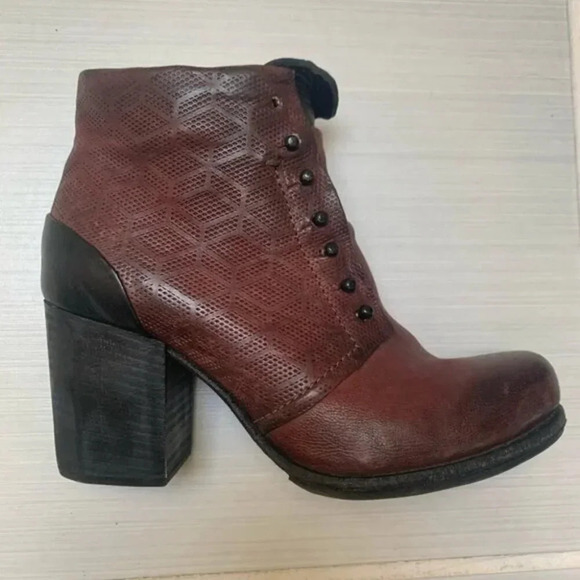 A.S. 98 Black Burgundy Heeled  Leather Booties 36 - Picture 12 of 14